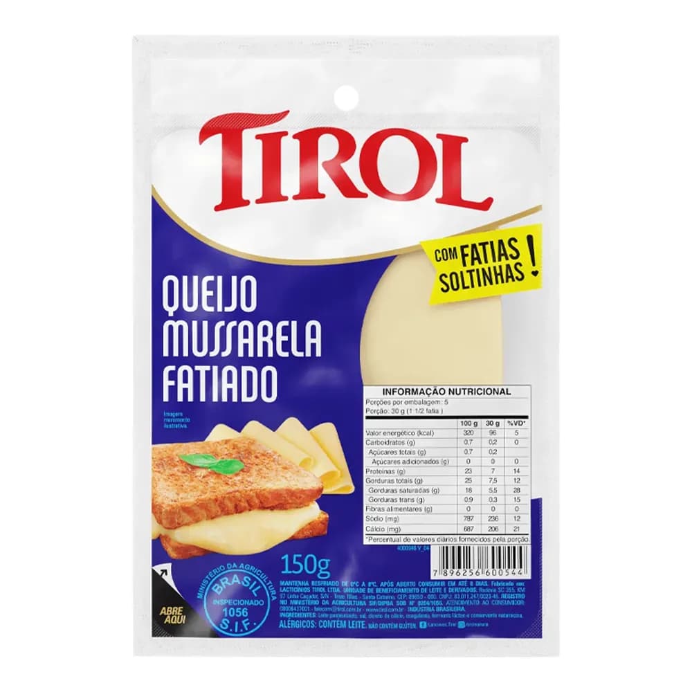 Queijo mussarela tirol fatiado 150g