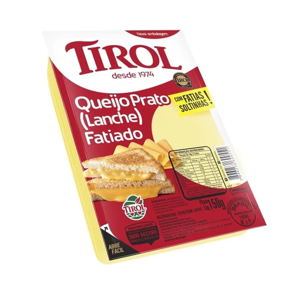 Queijo prato tirol fatiado 150gr