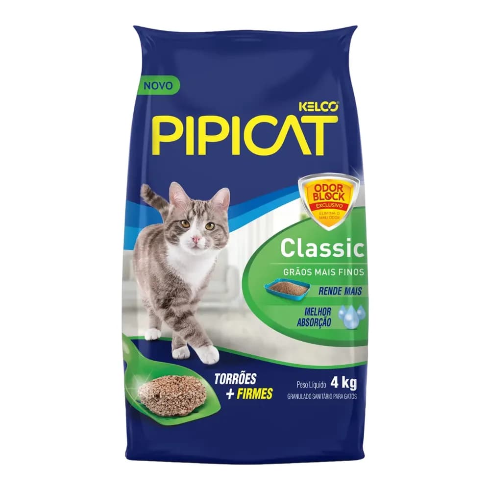 Areia higienica pipicat classic para gatos (4kg