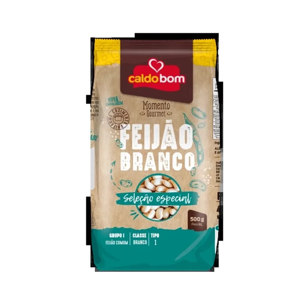 Feijao branco caldo bom alubia 500g