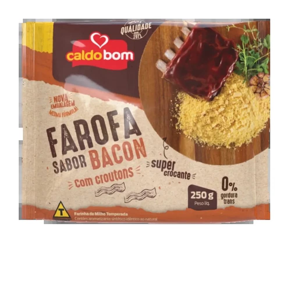Farofa de milho bacon com croutons caldo bom 250g