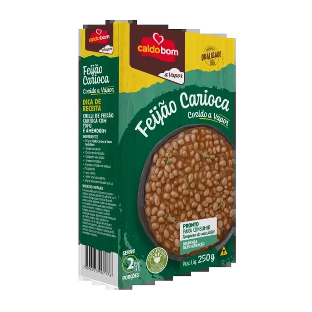 Feijao carioca a vapor caldo bom 250g