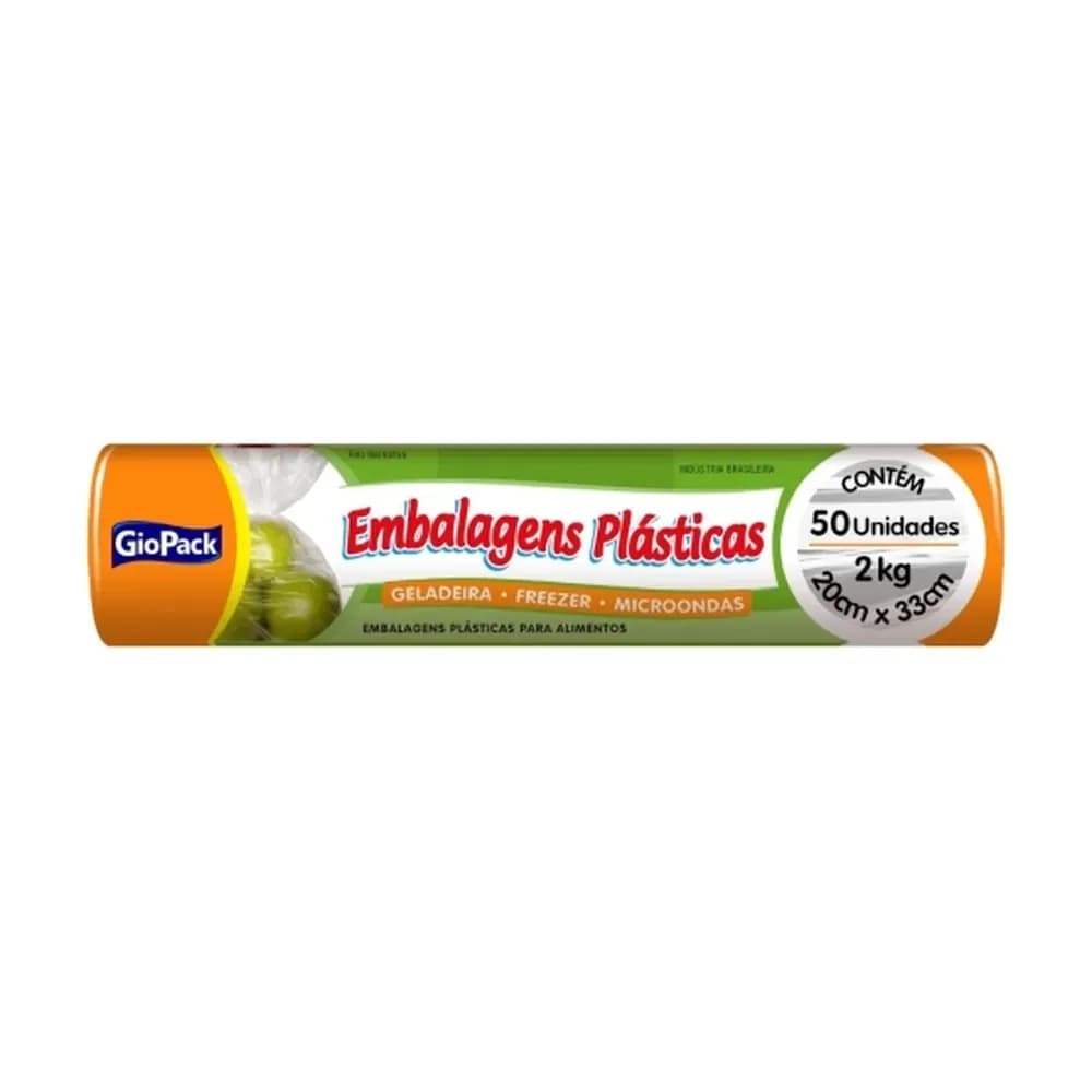 Embalagem plastica descartavel 2kg 20x33cm giopack rolo 50 un