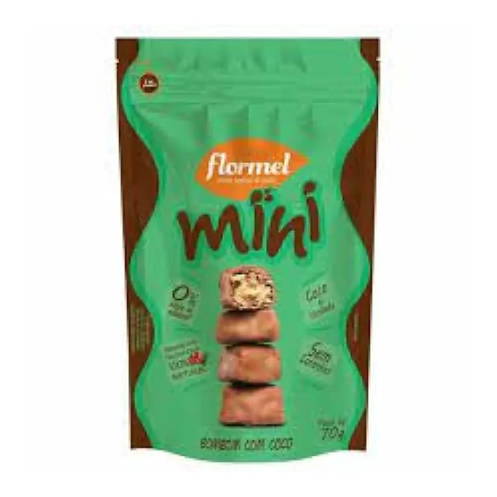 Mini bombom com coco (sem acucar e sem gluten) flormel 60g