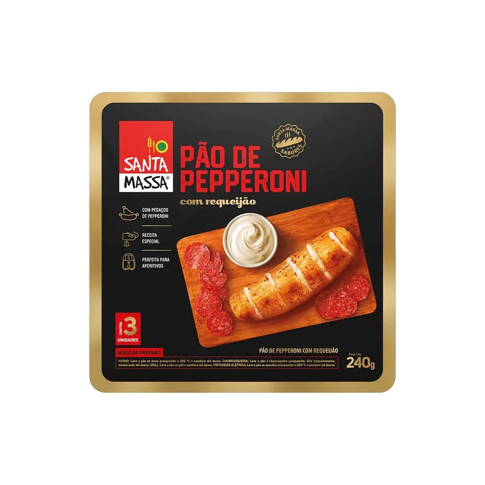 Pao pepperon com requeijao santa massa 240g