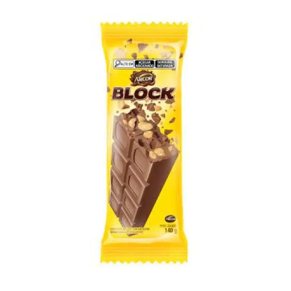 Tablet de chocolate ao leite com amendoim block 140g