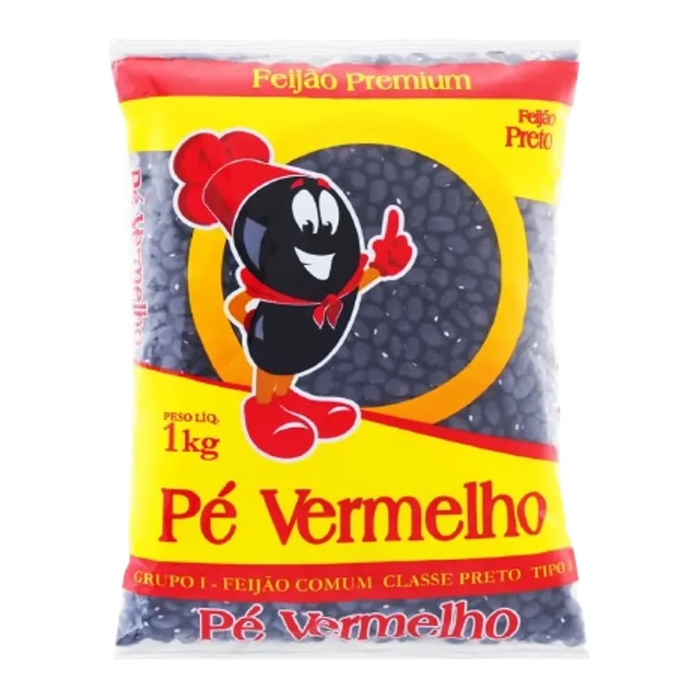 Feijao preto pe vermelho tipo 1 pacote 1kg