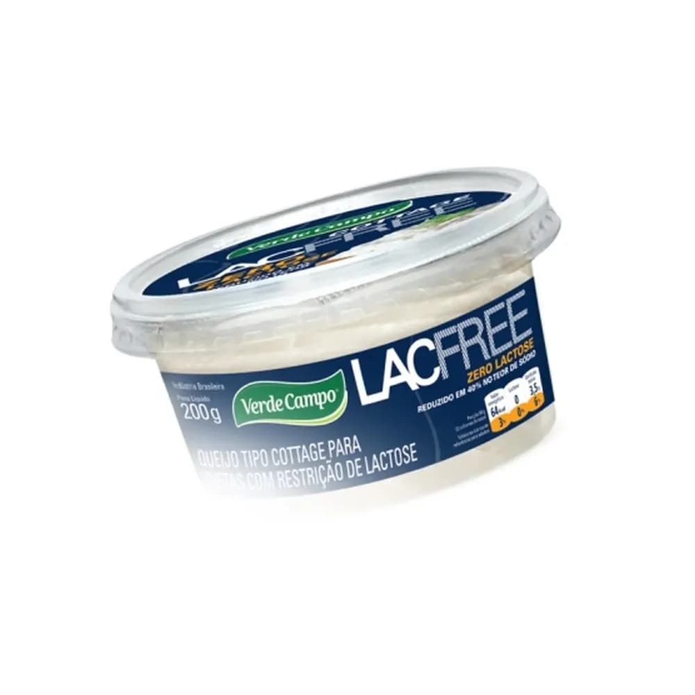 Queijo cottage zero lactose verde campo lacfree pote 200g