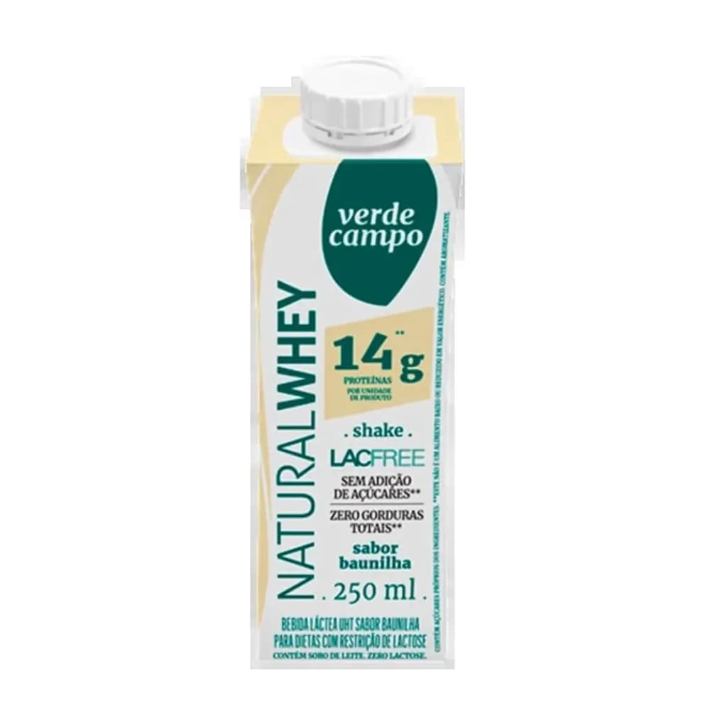 Shake natural whey proteico sabor baunilha verde campo caixa 250ml