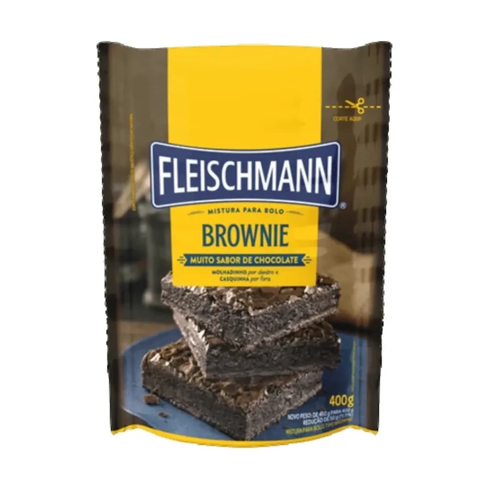 Mistura para bolo brownie sabor chocolate fleischmann 400g