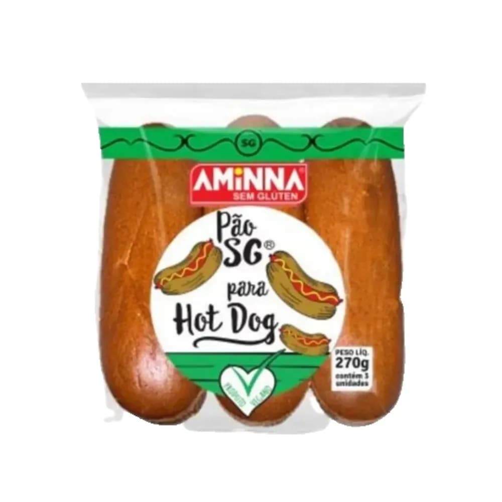 Pao aminna de hot dog sem gluten e sem acucar 270g