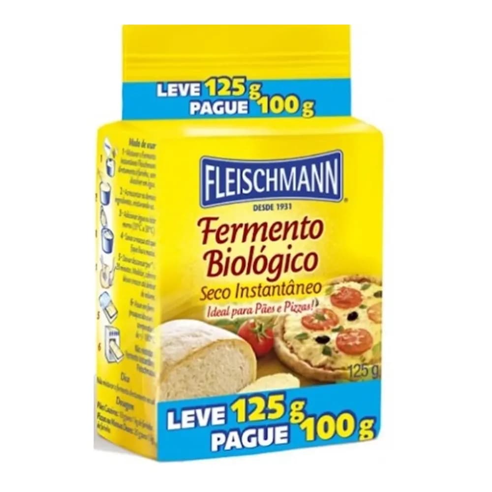 Fermento biologico fleischmann seco instantaneo embalagem 125g