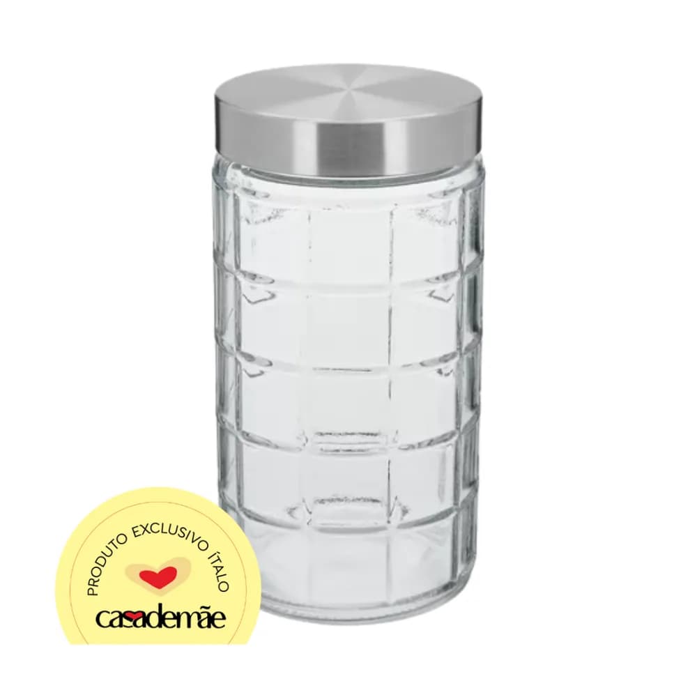 Pote de vidro com tampa inox 1750ml casa de mãe