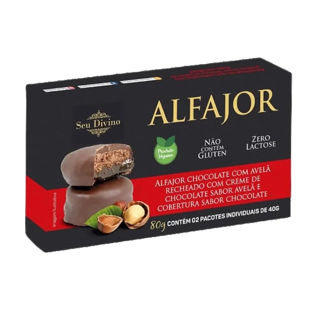 Alfajor com recheio de avela vegano seu divino 40g