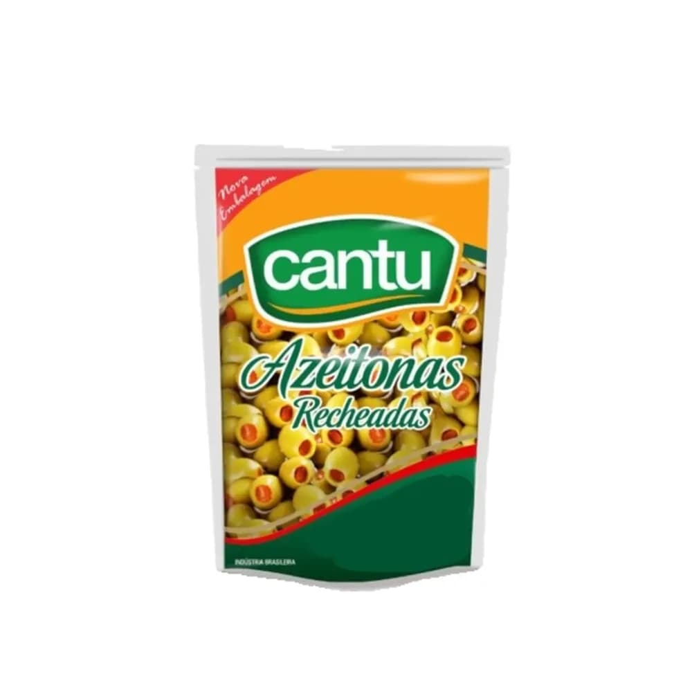 Azeitona verde recheada cantu em sache