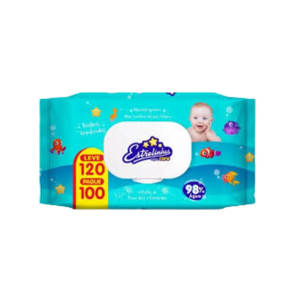 Toalhas umedecidas estrelinha hygieline pague 100un e leve 120un