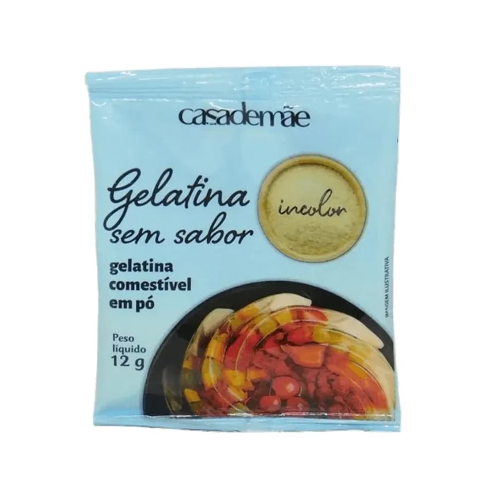 Gelatina em po sem sabor e incolor casa de mae 12g