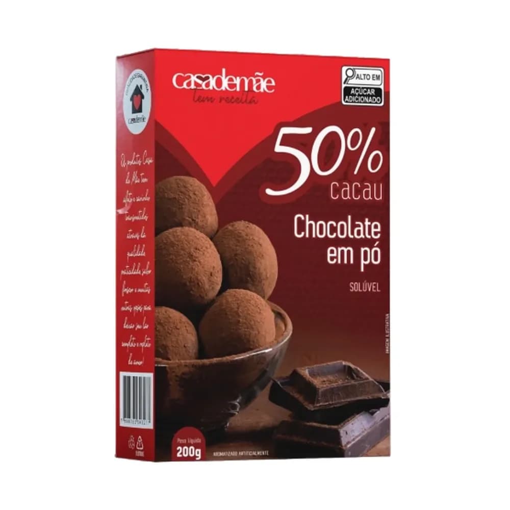 Chocolate em po 50% cacau casa de mae 200g