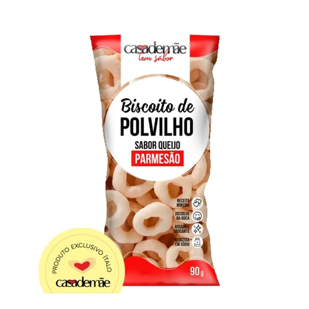 Biscoito de polvilho sabor parmesao casa de mae 90g