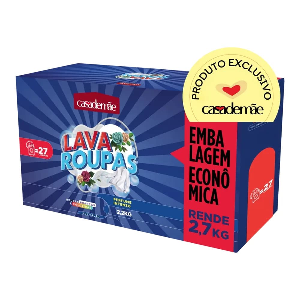 Lava roupas em pó tradicional casa de mae 2,2kg
