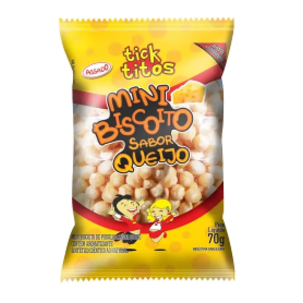 Biscoito mini pao queijo tick titos 70g