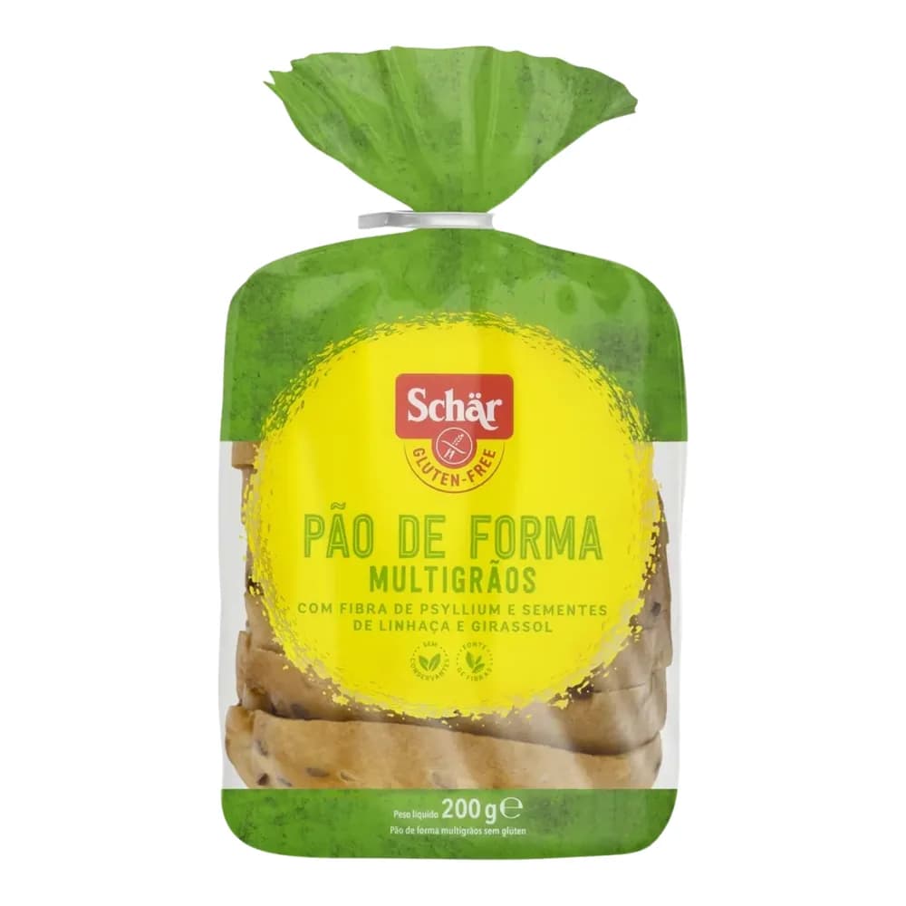Pao de forma multigraos sem gluten schar 200g
