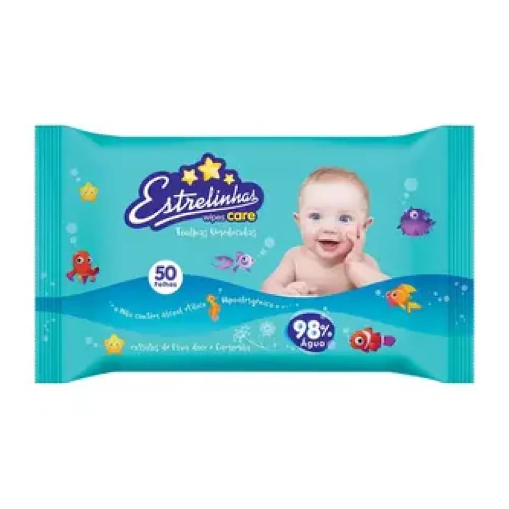 Toalha umedecida wipes care estrelinha 50un