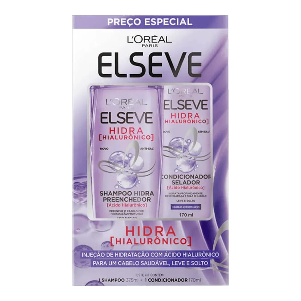 Kit shampoo 375ml + condicionador 170ml hidra hialuronico elseve