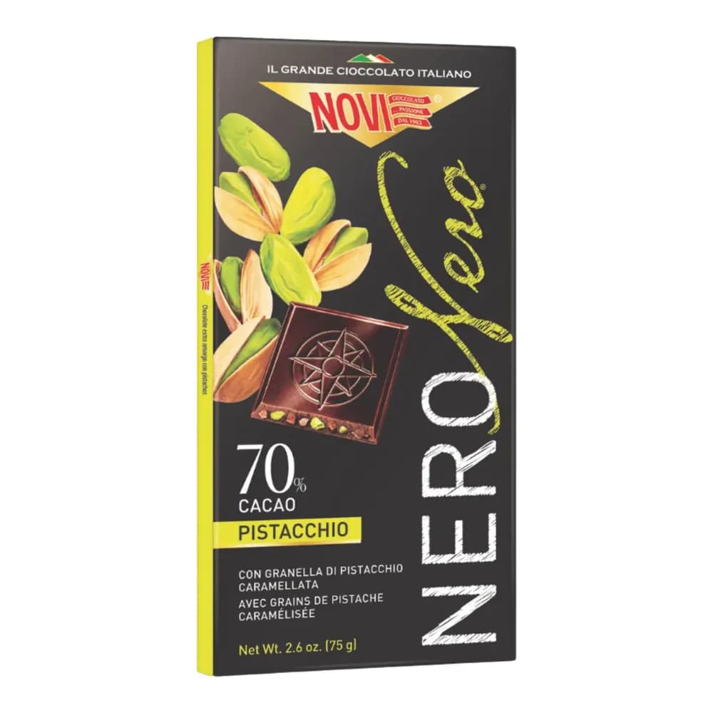 Chocolate 70% cacau com pistache italiano novi 75 g