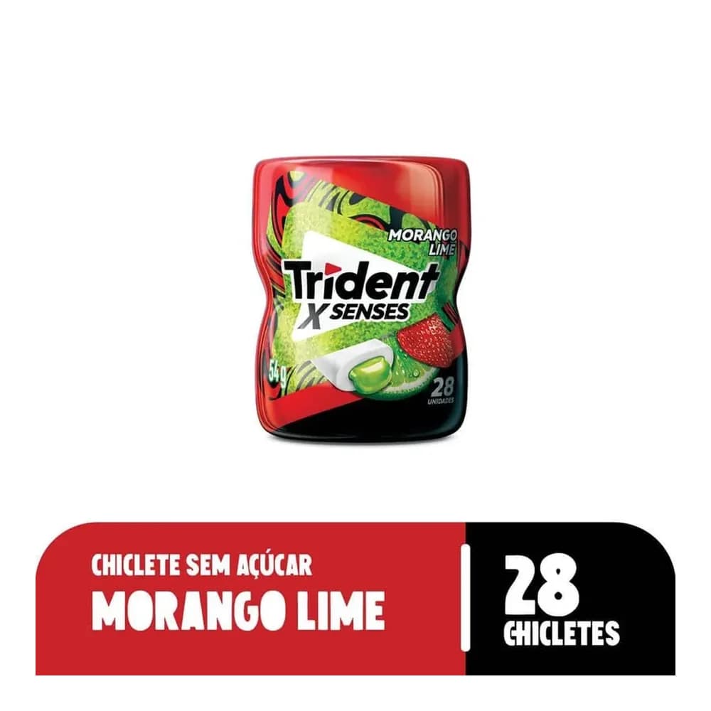 Chiclete xsenses morango lime sem acucar trident 54g