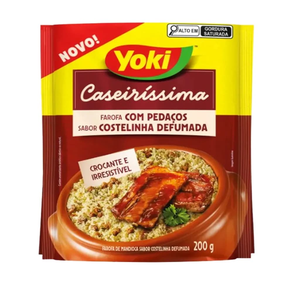 Farofa de mandioca com pedacos crocante de costelinha defumada yoki 200g