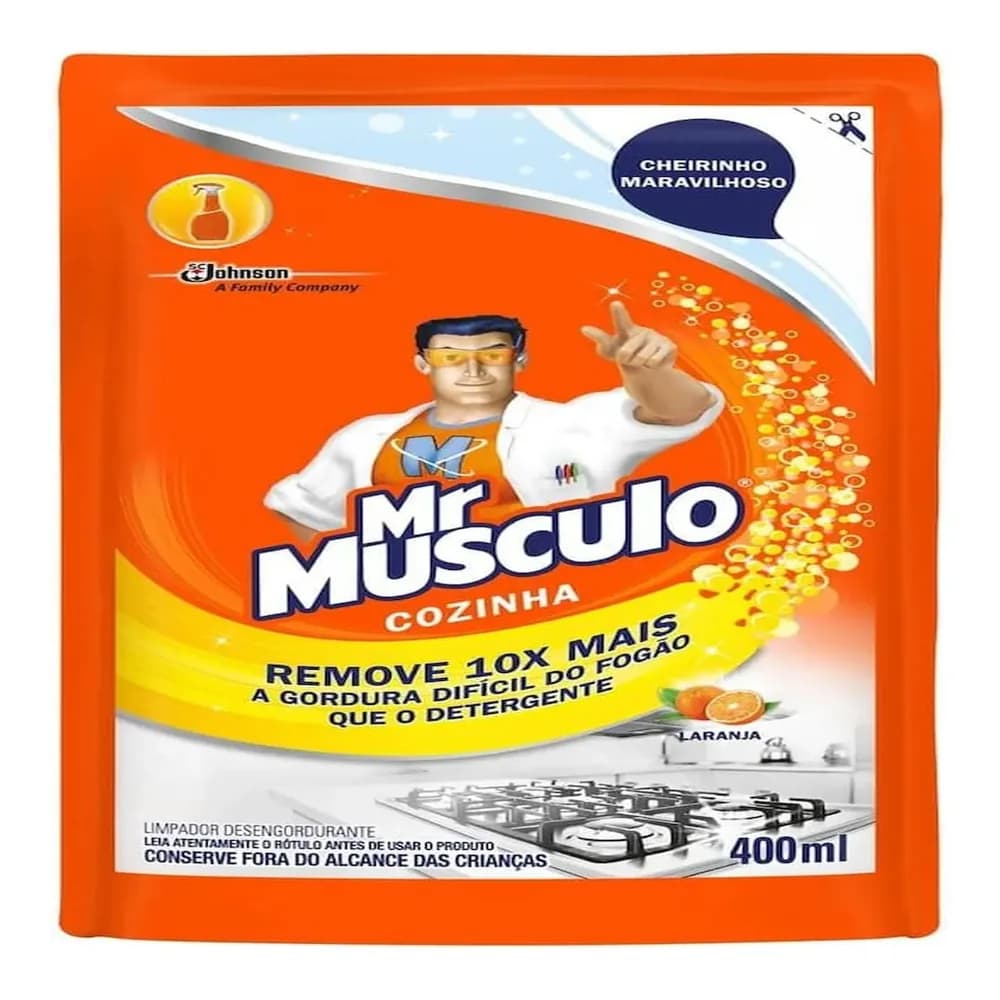 Refil limpador multiuso mr musculo cozinha aroma laranja 400ml