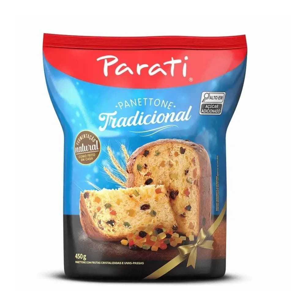 Panettone com frutas cristalizadas e uvas-passas parati pacote 400g