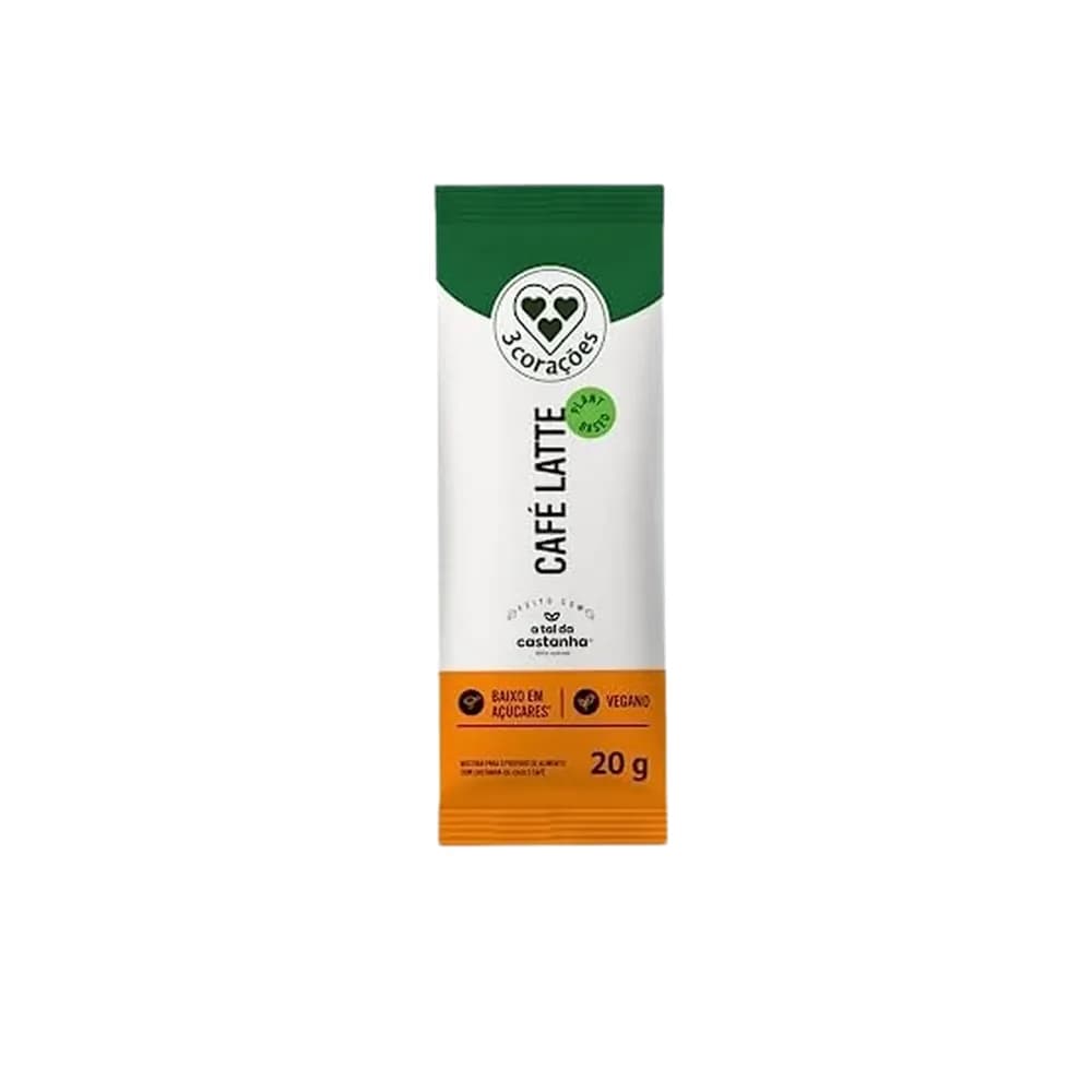 Mistura para preparo de cafe latte vegano 3 coracoes 20g