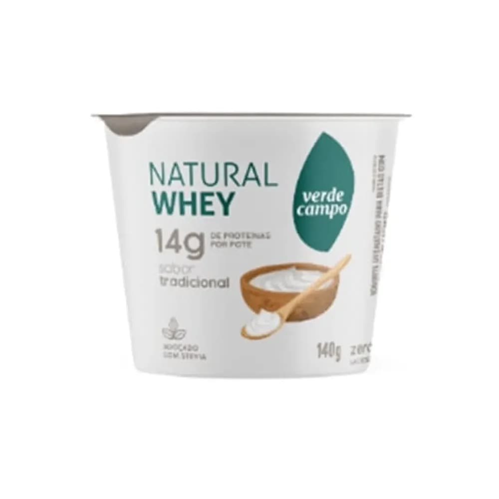 Iogurte desnatado tradicional natural whey verde campo 140g