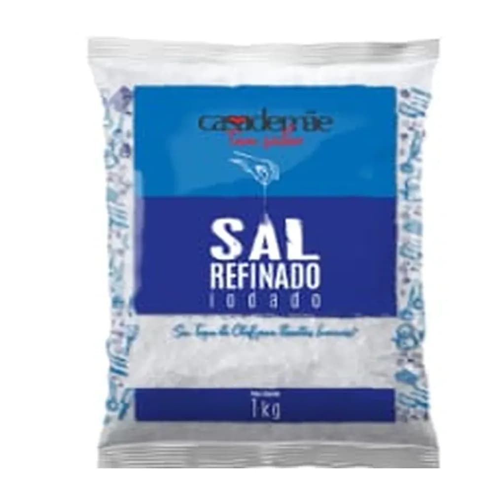 Sal refinado iodado casa de mae 1kg