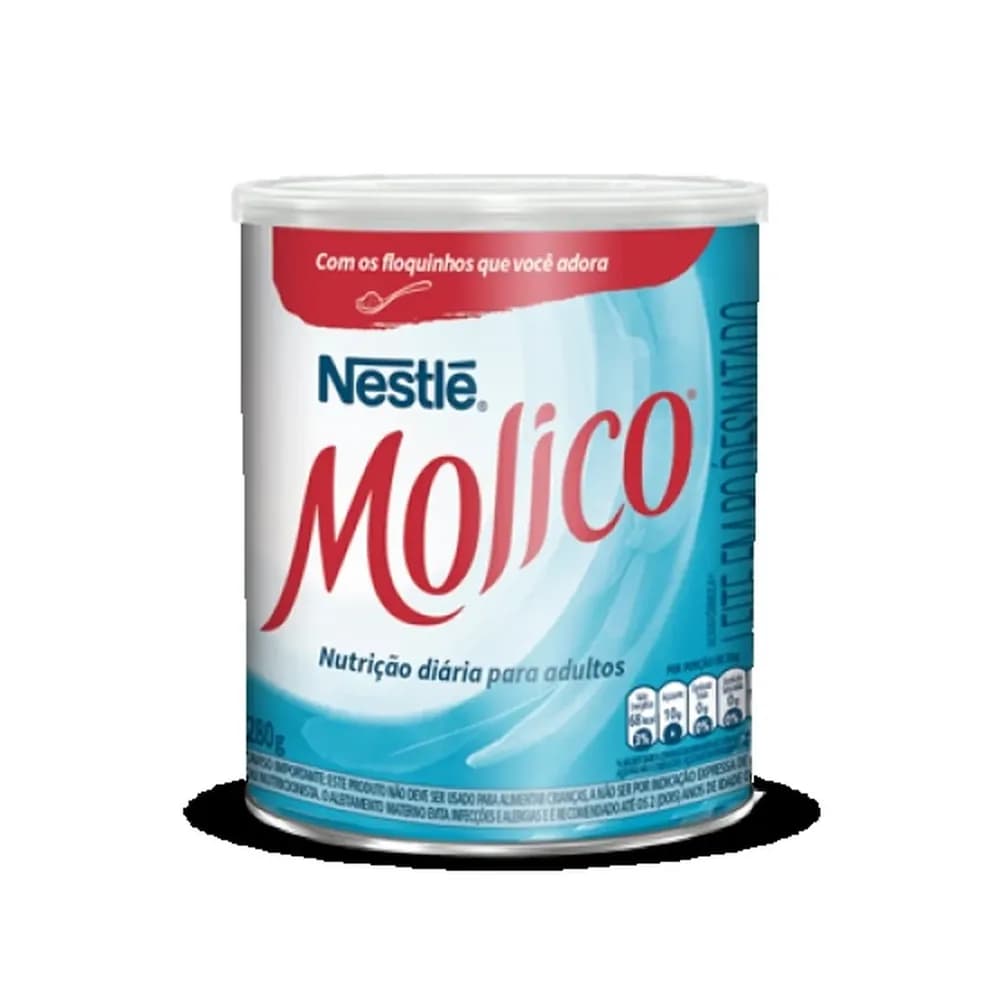 Leite em po molico lata 280g 2x mais calcio