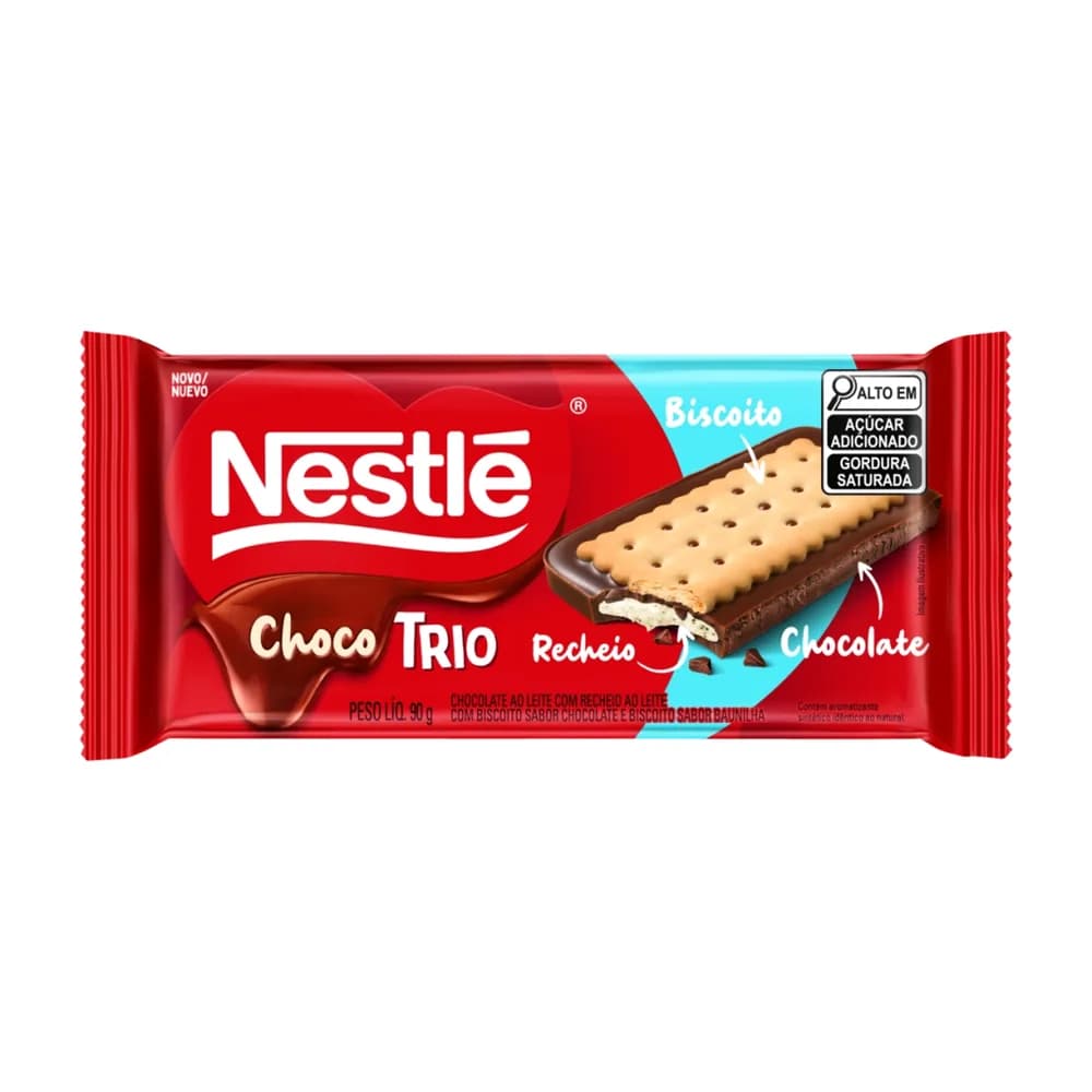 Choco trio baunilha e chocolate ao leite nestle 90g