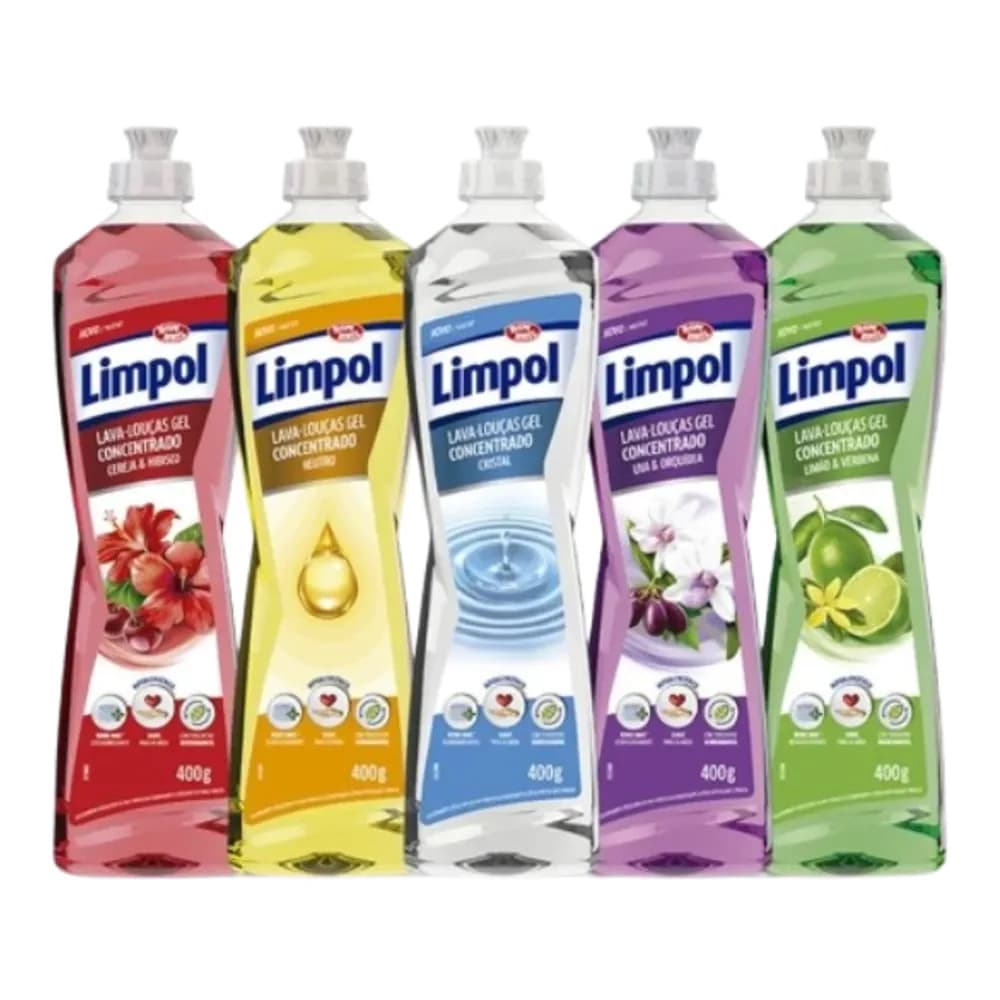 Lava loucas concentrado em gel limpol cereja & hibisco 400ml