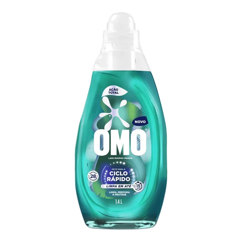Lava-roupas líquido omo ciclo rapido ação antodor frasco 1,4l