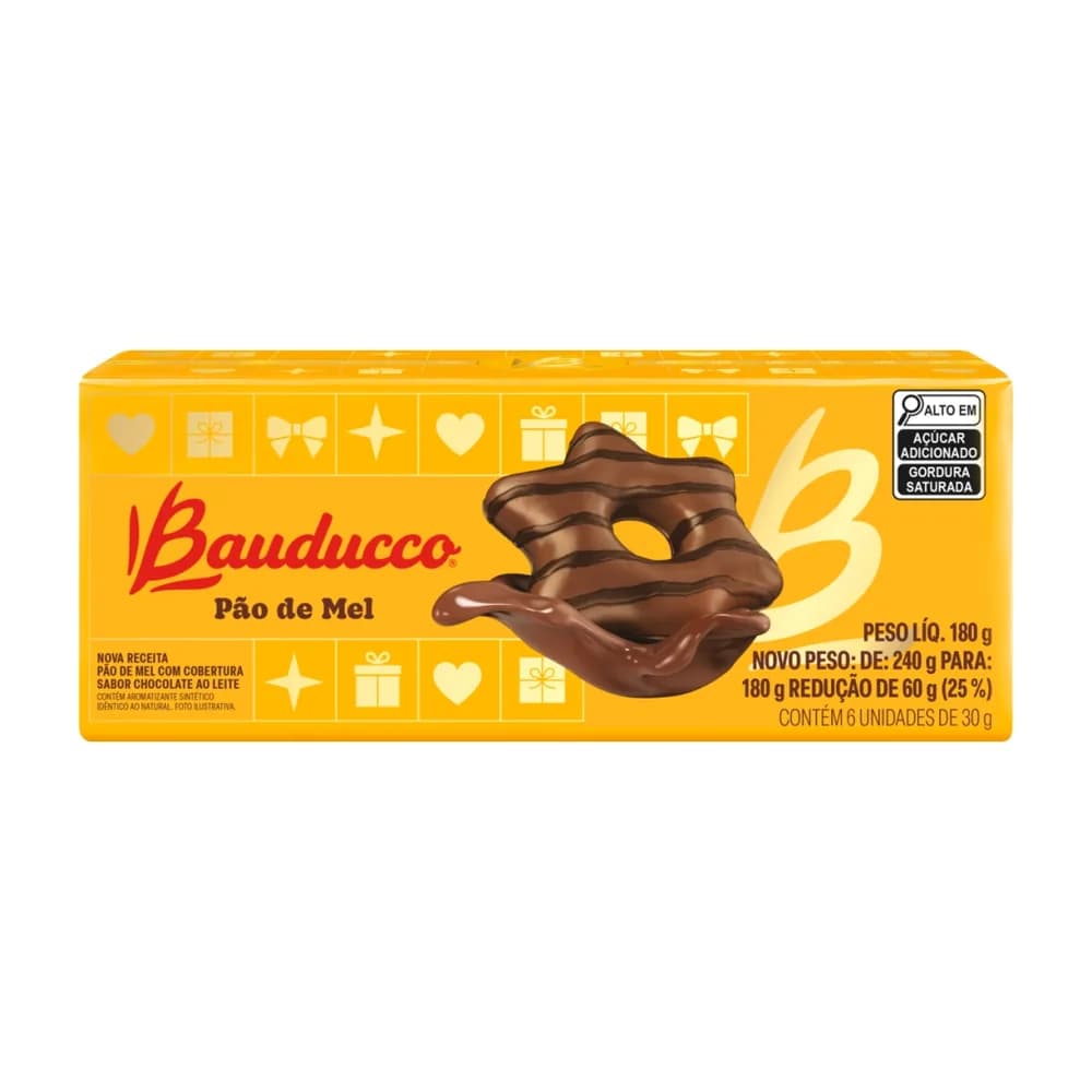 Pao de mel com cobertura chocolate ao leite bauducco 180g