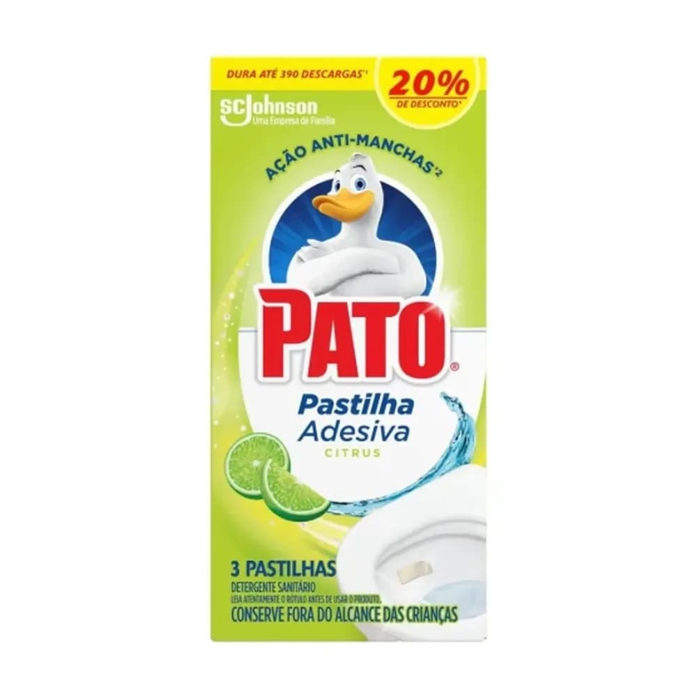 Desodorizador sanitario pastilha adesiva citrus 20% desconto pato 3un