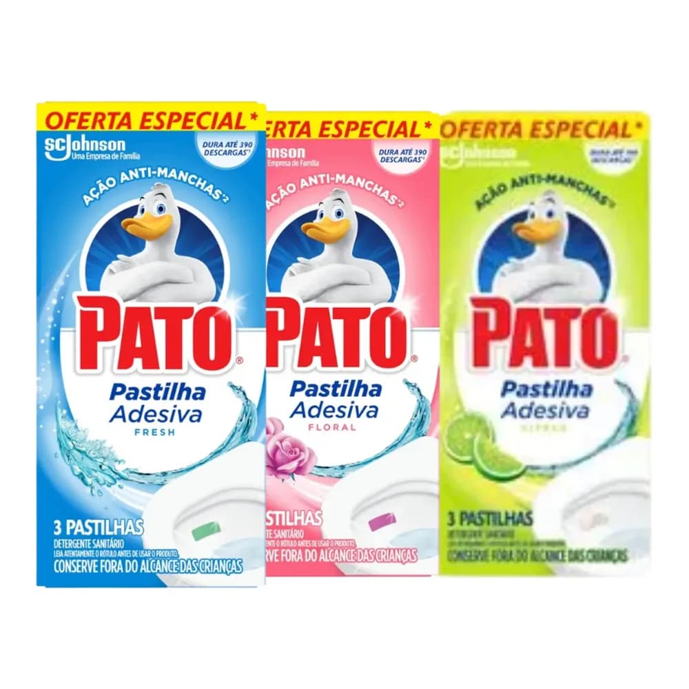 Desodorizador sanitario pastilha adesiva floral pato 3un 20% desconto