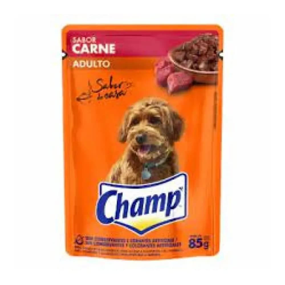 Racao umida para caes adultos sabor carne champ 85g