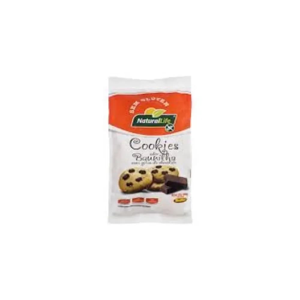 Cookies sabor baunilha com gotas de chocolate sem gluten natural life 180g
