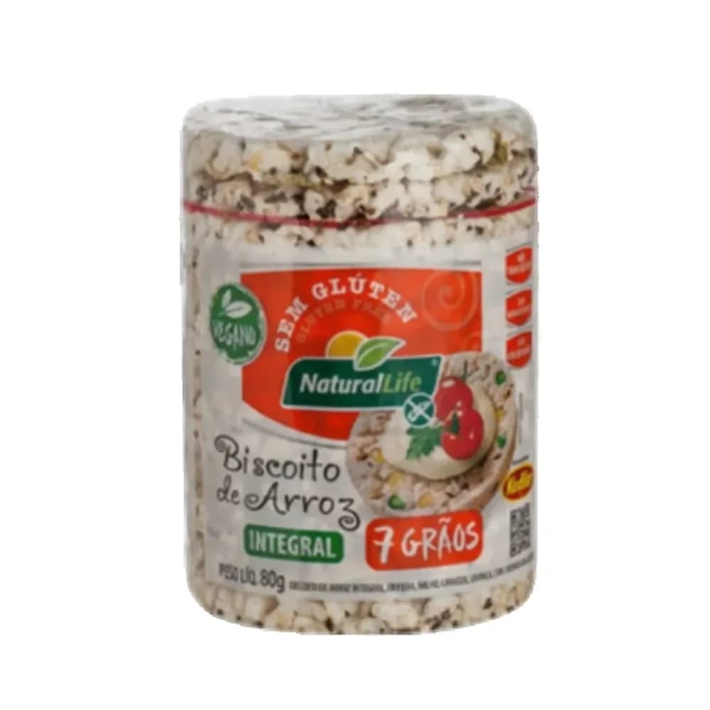 Biscoito de arroz integral 7 graos sem gluten natural life 80g