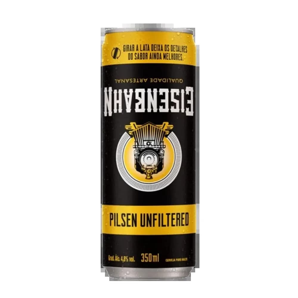 Cerveja eisenbahn pilsen puro malte unfiltered lata 350ml