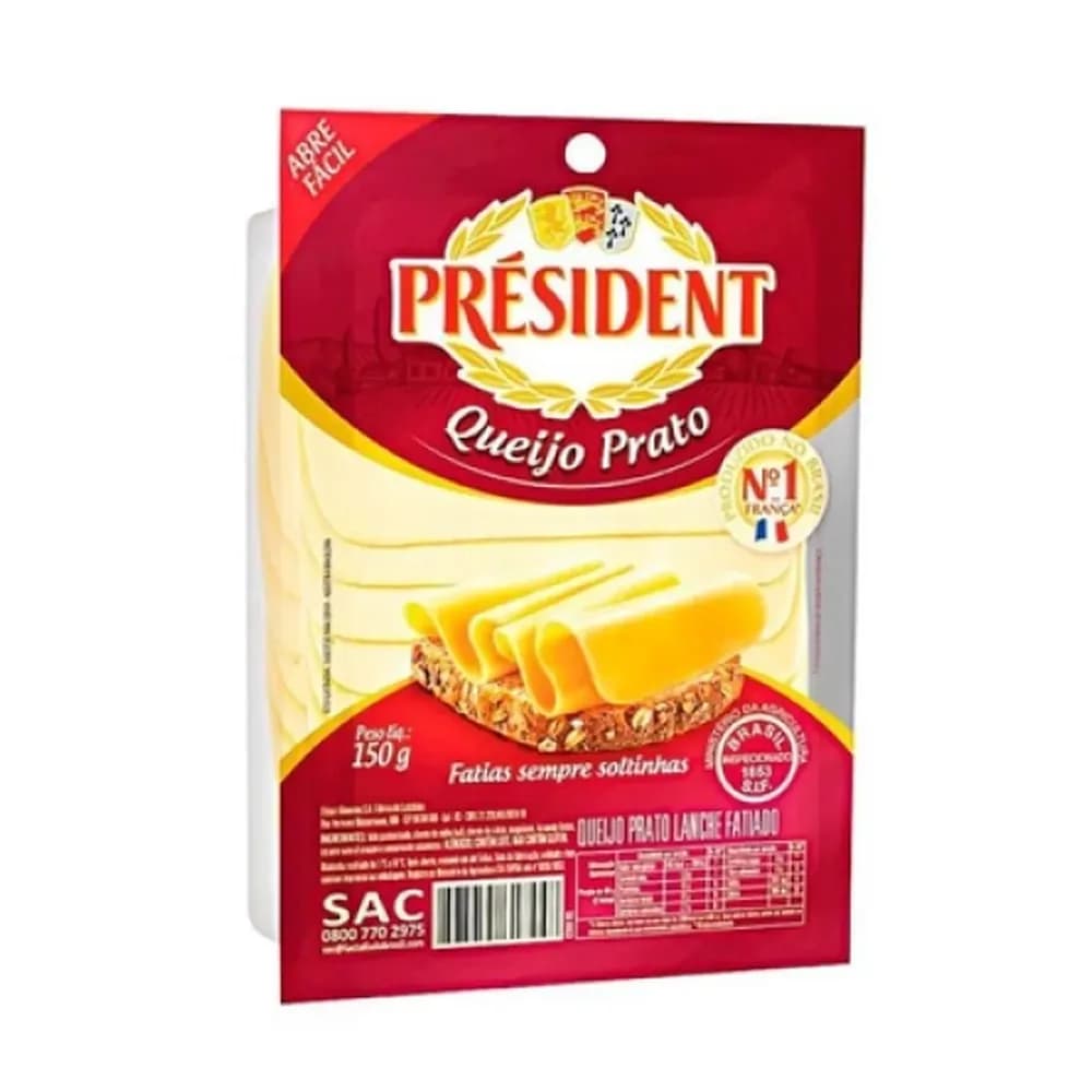 Queijo prato president fatiado 150g